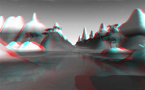 White Mountains Fractal 3d Stereo Anaglyph Image Redcyan Mono