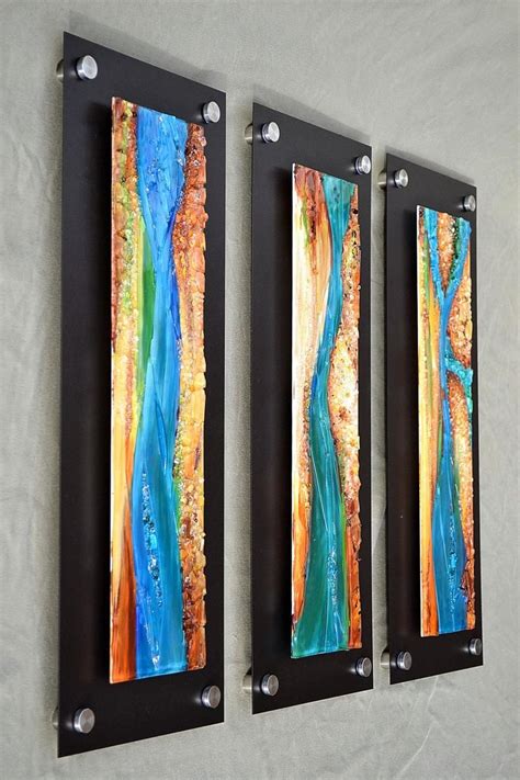 Made To Order Renovatus Triptych Fused Glass Wall Hanging Etsy Glass Wall Art Panels Fused