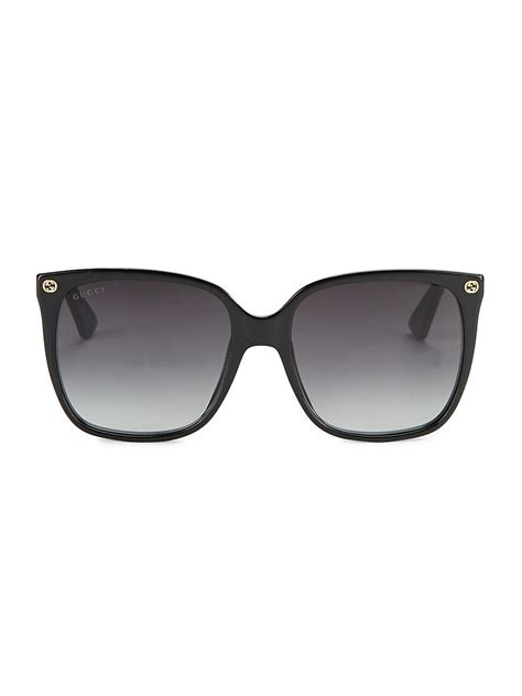 Gucci Wo 57mm Square Sunglasses Black Editorialist