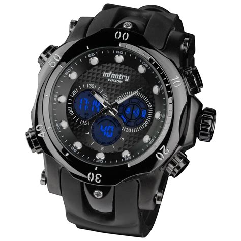 buy infantry mens big face analog digital multifunction sport outdoor wrist watch black rubber