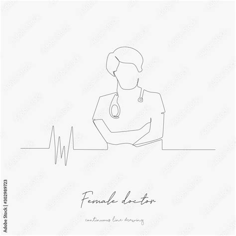 Continuous Line Drawing Female Doctor Simple Vector Illustration