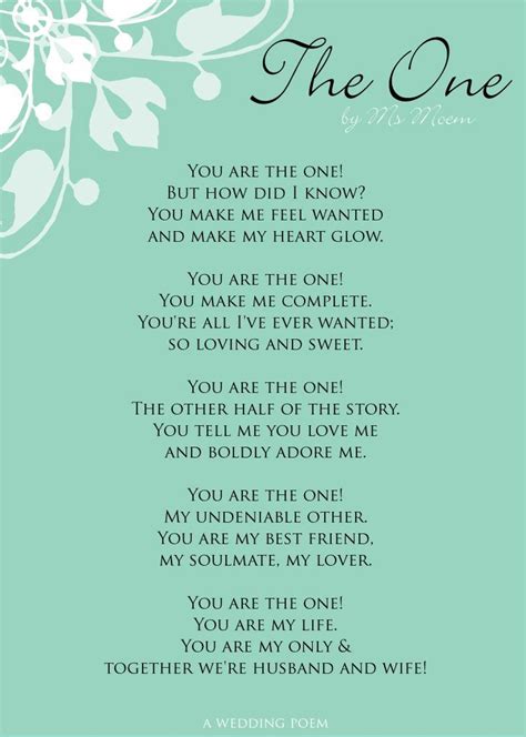 Quotes About Wedding The One A Wedding Poem Ms Moem Poems Life Etc Wedding Poems