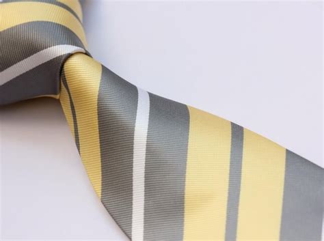 Mens Ties In Gray And Yellow Yellow Gray Stripe 34 Silk Classic