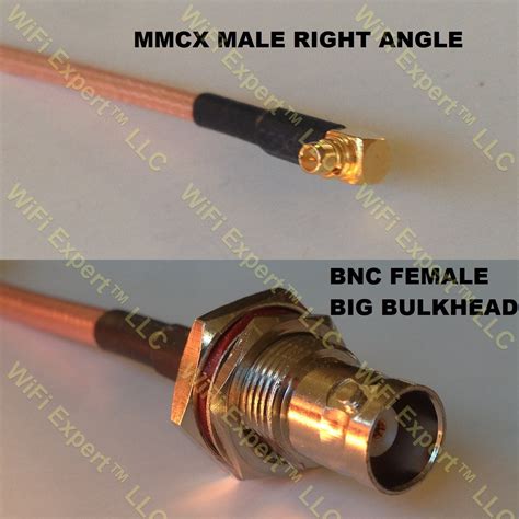 Lmr Mmcx Male Angle To Bnc Female Big Bulkhead Coaxial Rf Pigtail