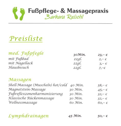 Leistungen | Preise - Fußpflege- & Massagepraxis