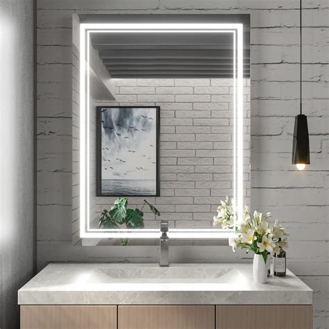 Keonjinn 36 X 28 Inch Led Mirror Bathroom Vanity Mirror Wall Mounted Anti Fog Dimmable Lighted