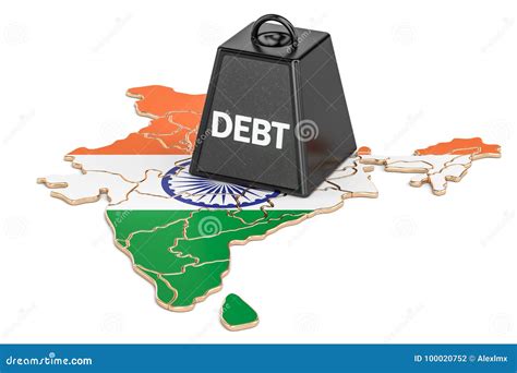 indian national debt or budget deficit financial crisis concep stock illustration