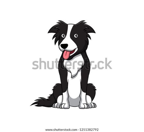 Cute Border Collie Cartoon Dog Vector Stock Vector Royalty Free