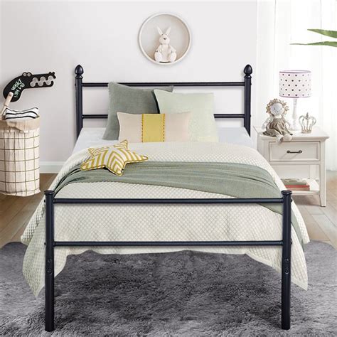 Twin Size Stable Metal Bed Frame With Headboardeasy Assembly With