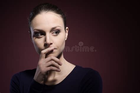Pensive Woman Portrait Stock Photo Image Of Brunette 68470034