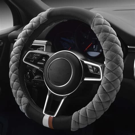 Car Velvet Suede Grey Steering Wheel Cover Diy Best Grip Warm Winter