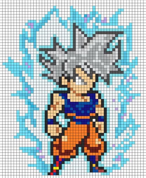 Goku Ultra Instinto Aura Anime Pixel Art Pixel Art Minecraft Pixel Art