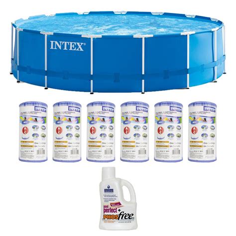 Intex 15 Ft X 48 In Round Metal Frame Pool Pool Set With 6 Filter