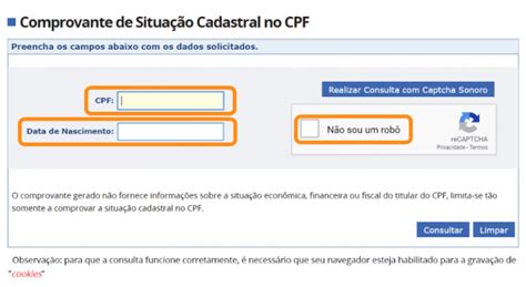 Comprovante de Situação Cadastral do CPF Receita Federal Consulta CPF Brasil