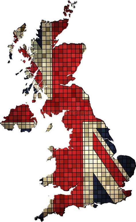 Mappa Del Regno Unito Con La Bandiera Dentro Illustrazione Vettoriale
