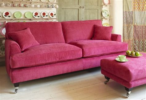 If you don't have room for a sofa and a loveseat, a chair will give you the extra seating you want without taking up as much space. Florence medium-sofa in Vogue Hot-pink - Sofa Workshop | Pink leather sofas, Pink sofa, Pink ...