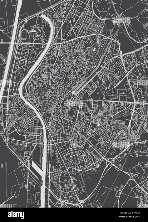 Mapa De La Ciudad Sevilla Plano Detallado Monocromo Ilustración