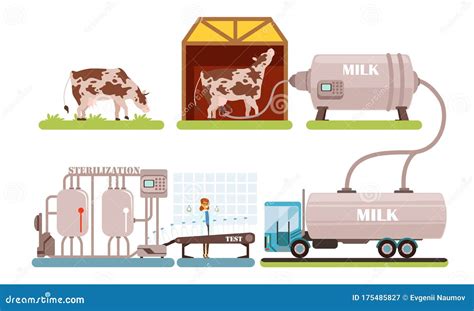 Industrial Production Of Milk Set Processing Of Natural Dairy Product