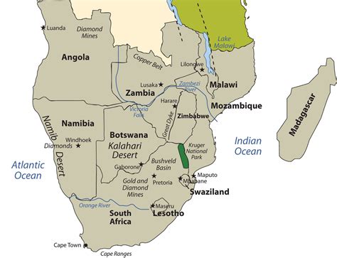 Africa Kalahari Desert Map