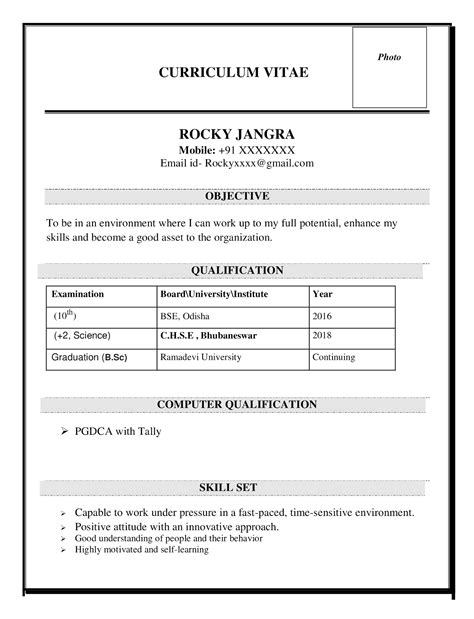 Simple Resume Format In Doc With Simple Resume Format Free Download And Riset
