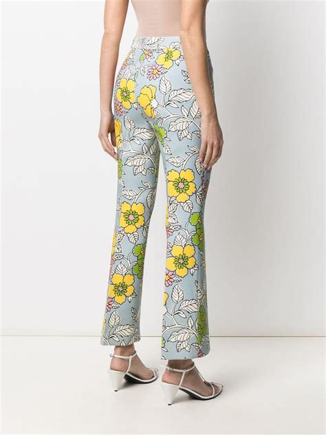 Tory Burch Wallpaper Floral Print Trousers In Blue Lyst
