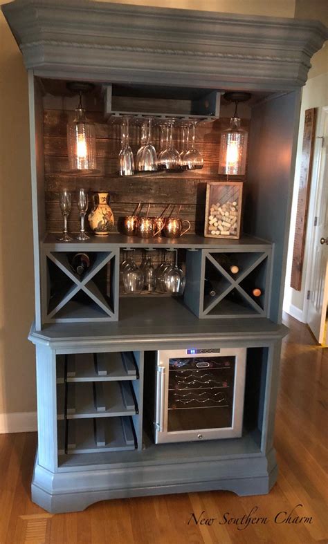 Custom Armoire Bar Cabinet Coffee Station Wine Cabinet Rustic Bar