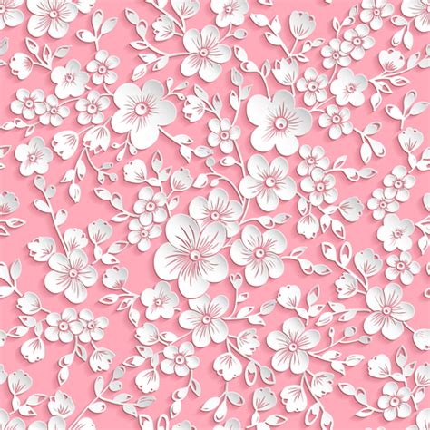 Beautiful Paper Flower Seamless Pattern Vector 01 Welovesolo