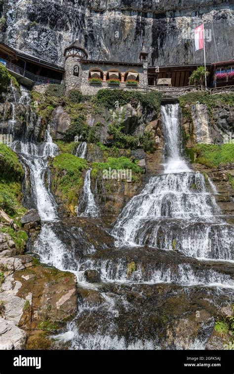 Ensemble Of Buildings With Waterfall In Front Of The St Beatus Caves