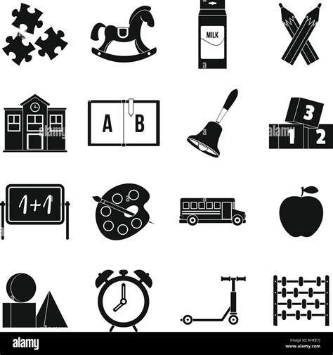 Kindergarten Symbol Icons Set Simple Style Stock Vector Image And Art