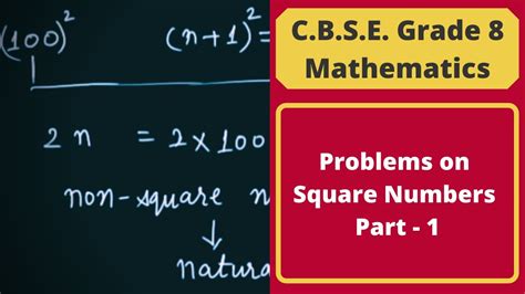 Problems On Square Numbers Part 1 Squares And Square Roots Cbse