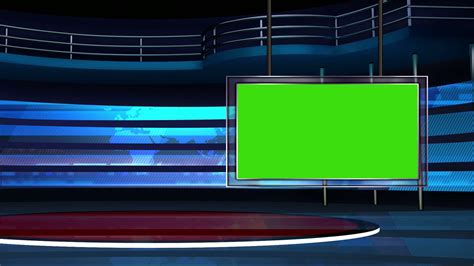 News Tv Studio Set Virtual Green Screen Background Loop Stock Video