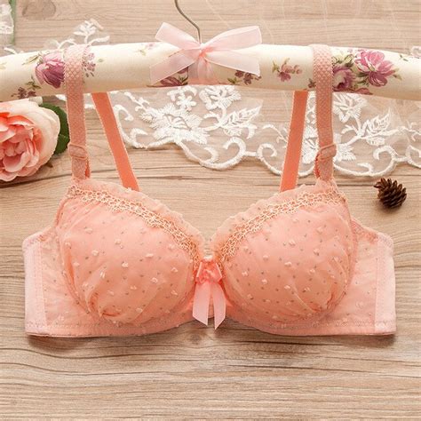 Buy Solid Dot Bow Cute Lace Bras Comfortable
