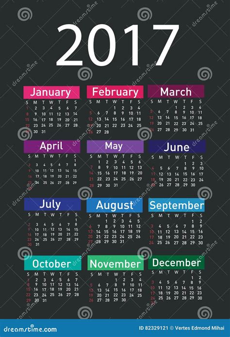 Calendario Per 2017 Illustrazione Vettoriale Illustrazione Di Disegno
