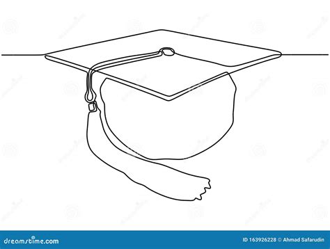 Graduation Cap Or Hat One Line Drawing Minimalism Vector Illustration