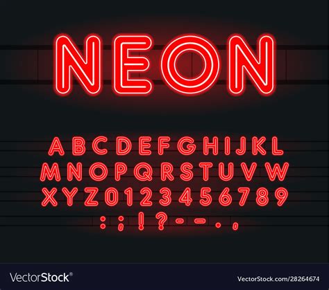 Set Neon Letters Numbers And Signs Royalty Free Vector Image