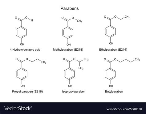 Chemical Formulas Of Parabens Royalty Free Vector Image