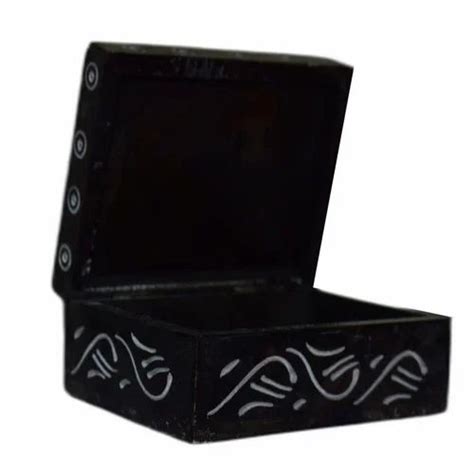Printed Traditional Black Marble Jewellery Box Rectangle Size