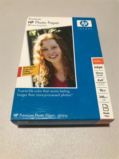 Hp Premium Photo Paper Inkjet Glossy 4 X 6 10 Mil 100 Sheets New