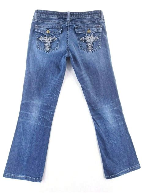 Rock 47 Wrangler Ultra Low Rise Embellish Bootcut Dar Gem