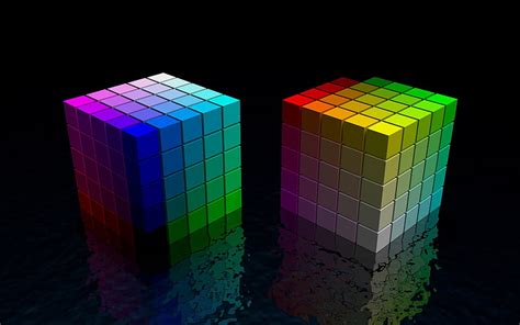 Hd Wallpaper Two Rubiks Cube Illustration Reflection Color Cubes