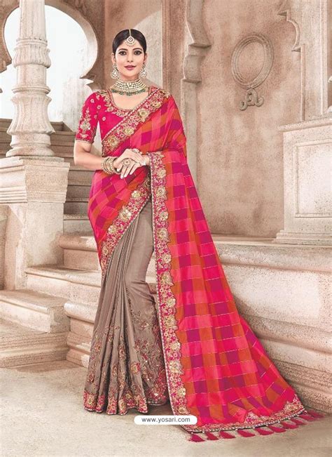 Buy Multi Colour Heavy Embroidered Silk Wedding Saree Wedding Sarees