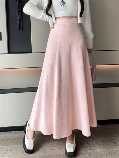 TIGENA Simple Casual Long Knitted Skirt For Women 2023 Autumn Winter
