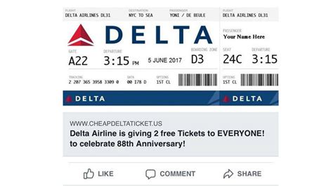 No You Will Not Get Two Free Delta Tickets If You Click On That
