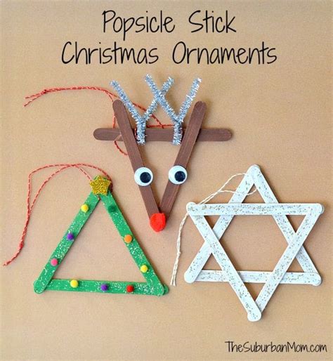 3 Popsicle Stick Christmas Ornaments Kids Craft Thesuburbanmom