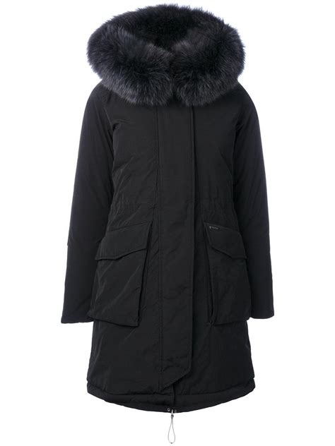 Woolrich Military Parka With Fur In Black Lyst