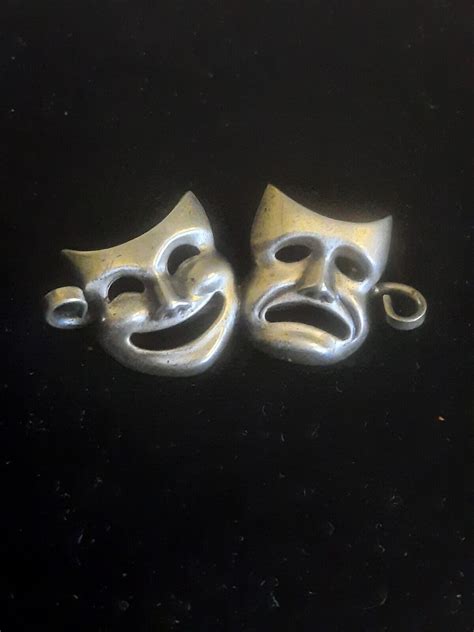Sterling Drama Comedy Tragedy Theater Mask Pin Brooc Gem