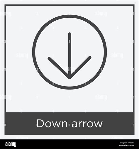 Down Arrow Icon Isolated On White Background With Gray Frame Sign And