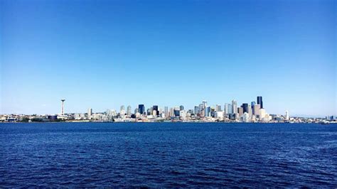 Amazing View Of The Seattle Skyline From A Ferry Boat To Bainbridge