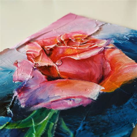 Rosengemälde Original Acryl Rosa Rose Wandkunst Rosen Etsy