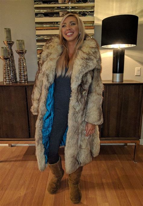 Womens Full Length Genuine Silver Fox Fur Coat With Full Pelts Ebay Denim Coat Women